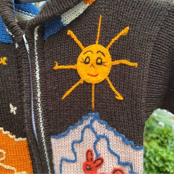 Handmade Little Kids’ Embroidery Appliqué Colorful Zip Hooded Cardigan 3T - Picture 8 of 9